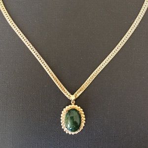 Vintage 12KT gold filled jade necklace.